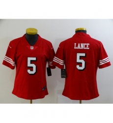 Women's San Francisco 49ers #5 Trey Lance Limited Red Rush Vapor Untouchable Football Jerseys