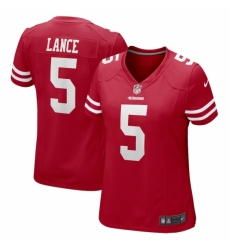Women's San Francisco 49ers #5 Trey Lance Red Nike Scarlet Player Game Jersey