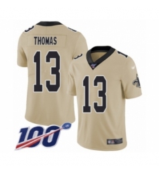 Men's New Orleans Saints #13 Michael Thomas Limited Gold Inverted Legend 100th Season Football Jersey