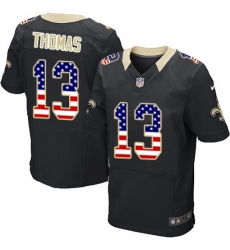 Men's Nike New Orleans Saints #13 Michael Thomas Elite Black Home USA Flag Fashion NFL Jersey