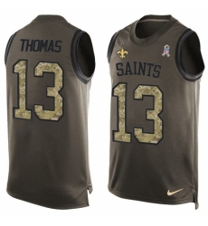 Men's Nike New Orleans Saints #13 Michael Thomas Limited Green Salute to Service Tank Top NFL Jersey