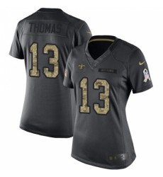 Women's Nike New Orleans Saints #13 Michael Thomas Limited Black 2016 Salute to Service NFL Jersey