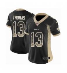 Women's Nike New Orleans Saints #13 Michael Thomas Limited Black Rush Drift Fashion NFL Jersey