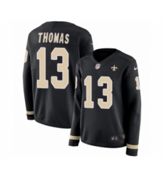 Women's Nike New Orleans Saints #13 Michael Thomas Limited Black Therma Long Sleeve NFL Jersey