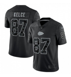 Men's Kansas City Chiefs #87 Travis Kelce Black Nike NFL Black Reflective Limited Jersey