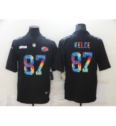 Men's Kansas City Chiefs #87 Travis Kelce Black Rainbow Version Nike Limited Jersey