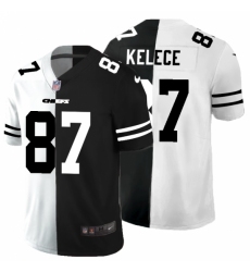 Men's Kansas City Chiefs #87 Travis Kelce Black White Limited Split Fashion Football Jersey