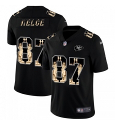 Men's Kansas City Chiefs #87 Travis Kelce Carbon Black Vapor Statue Of Liberty Limited NFL Jersey