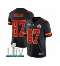 Men's Kansas City Chiefs #87 Travis Kelce Limited Black Rush Vapor Untouchable Super Bowl LIV Bound Football Jersey