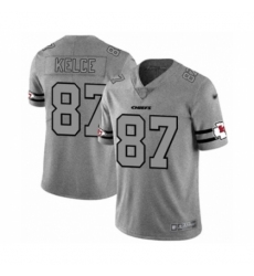 Men's Kansas City Chiefs #87 Travis Kelce Limited Gray Team Logo Gridiron Football Jersey