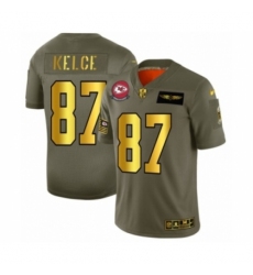 Men's Kansas City Chiefs #87 Travis Kelce Limited Olive Gold 2019 Salute to Service Football Jersey