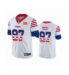 Men's Kansas City Chiefs #87 Travis Kelce Limited White Independence Day Football Jersey