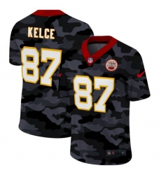 Men's Kansas City Chiefs #87 Travis Kelce Nike 2020 Black CAMO Vapor Untouchable Limited Stitched NFL Jersey