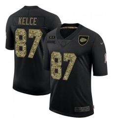 Men's Kansas City Chiefs #87 Travis Kelce Nike 2020 Salute To Service Camo Limited NFL Jersey Black