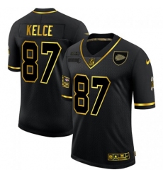 Men's Kansas City Chiefs #87 Travis Kelce Nike 2020 Salute To Service Golden Limited NFL Jersey Black