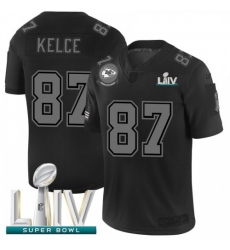Men's Kansas City Chiefs #87 Travis Kelce Nike Black Super Bowl LIV 2020 2019 Salute to Service Limited Stitched NFL Jersey
