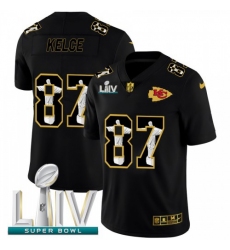 Men's Kansas City Chiefs #87 Travis Kelce Nike Carbon Black Super Bowl LIV 2020 Vapor Cristo Redentor Limited NFL Jersey