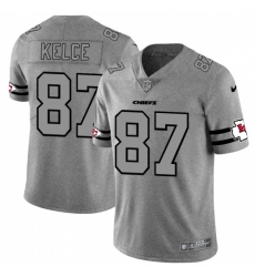 Men's Kansas City Chiefs #87 Travis Kelce Nike Gray Gridiron II Vapor Untouchable Limited NFL Jersey