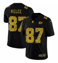 Men's Kansas City Chiefs #87 Travis Kelce Nike Leopard Print Fashion Vapor Limited NFL Jersey Black