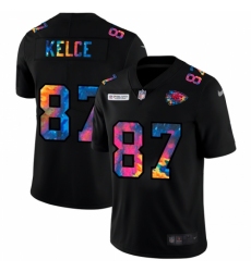 Men's Kansas City Chiefs #87 Travis Kelce Nike Multi-Color Black 2020 NFL Crucial Catch Vapor Untouchable Limited Jersey