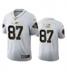 Men's Kansas City Chiefs #87 Travis Kelce Nike White Golden Edition Vapor Limited NFL 100 Jersey