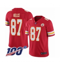 Men's Kansas City Chiefs #87 Travis Kelce Red Team Color Vapor Untouchable Limited Player 100th Season Football Jersey
