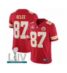 Men's Kansas City Chiefs #87 Travis Kelce Red Team Color Vapor Untouchable Limited Player Super Bowl LIV Bound Football Jersey
