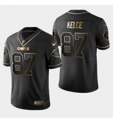 Men's Kansas City Chiefs #87 Travis Kelce Vapor Limited Black Golden Jersey