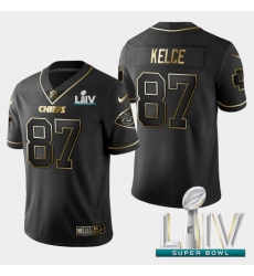 Men's Kansas City Chiefs #87 Travis Kelce Vapor Limited Black Golden Super Bowl LIV 2020 Jersey