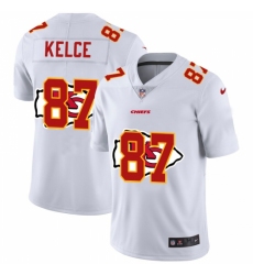 Men's Kansas City Chiefs #87 Travis Kelce White Nike Team Logo Dual Overlap Limited NFL Jersey