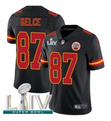 Men's Nike Kansas City Chiefs #87 Travis Kelce Black Super Bowl LIV 2020 Stitched NFL Limited Rush Jersey