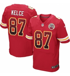 Men's Nike Kansas City Chiefs #87 Travis Kelce Elite Red Home Drift Fashion NFL Jersey