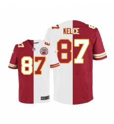 Men's Nike Kansas City Chiefs #87 Travis Kelce Elite Red/White Split Fashion NFL Jersey