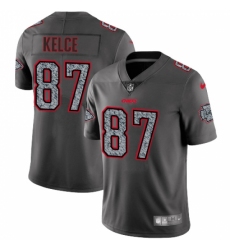 Men's Nike Kansas City Chiefs #87 Travis Kelce Gray Static Vapor Untouchable Limited NFL Jersey