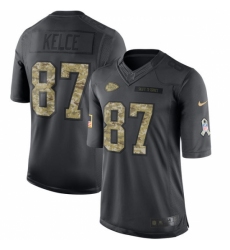 Men's Nike Kansas City Chiefs #87 Travis Kelce Limited Black 2016 Salute to Service NFL Jersey