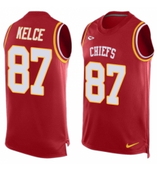 Men's Nike Kansas City Chiefs #87 Travis Kelce Limited Red Player Name & Number Tank Top NFL Jersey