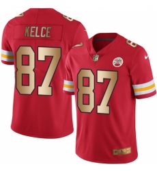 Men's Nike Kansas City Chiefs #87 Travis Kelce Limited Red/Gold Rush NFL Jersey