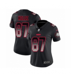 Women's Kansas City Chiefs #87 Travis Kelce Limited Black Smoke Fashion Football Jersey
