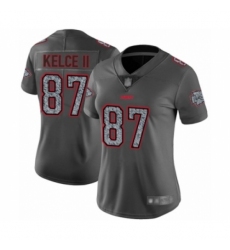 Women's Kansas City Chiefs #87 Travis Kelce Limited Gray Static Fashion Football Jersey
