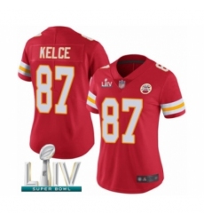 Women's Kansas City Chiefs #87 Travis Kelce Red Team Color Vapor Untouchable Limited Player Super Bowl LIV Bound Football Jersey