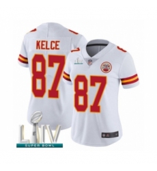 Women's Kansas City Chiefs #87 Travis Kelce White Vapor Untouchable Limited Player Super Bowl LIV Bound Football Jersey