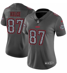 Women's Nike Kansas City Chiefs #87 Travis Kelce Gray Static Vapor Untouchable Limited NFL Jersey