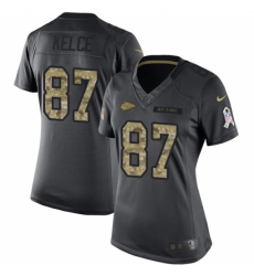 Women's Nike Kansas City Chiefs #87 Travis Kelce Limited Black 2016 Salute to Service NFL Jersey