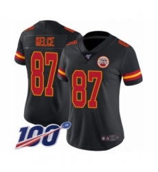 Women's Nike Kansas City Chiefs #87 Travis Kelce Limited Black Rush Vapor Untouchable 100th Season NFL Jersey