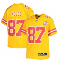 Youth Kansas City Chiefs #87 Travis Kelce Nike Gold Inverted Team Game Jersey