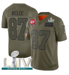 Youth Nike Kansas City Chiefs #87 Travis Kelce Camo Super Bowl LIV 2020 Stitched NFL Limited 2019 Salute To Service Jersey