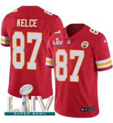 Youth Nike Kansas City Chiefs #87 Travis Kelce Red Super Bowl LIV 2020 Team Color Stitched NFL Vapor Untouchable Limited Jersey