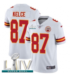 Youth Nike Kansas City Chiefs #87 Travis Kelce White Super Bowl LIV 2020 Stitched NFL Vapor Untouchable Limited Jersey