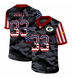 Men's Green Bay Packers #33 Aaron Jones Camo Flag Nike Limited Jersey