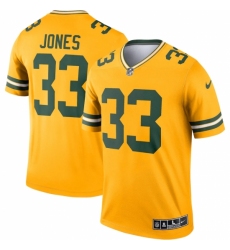 Men's Green Bay Packers #33 Aaron Jones Nike Gold Inverted Legend Jersey